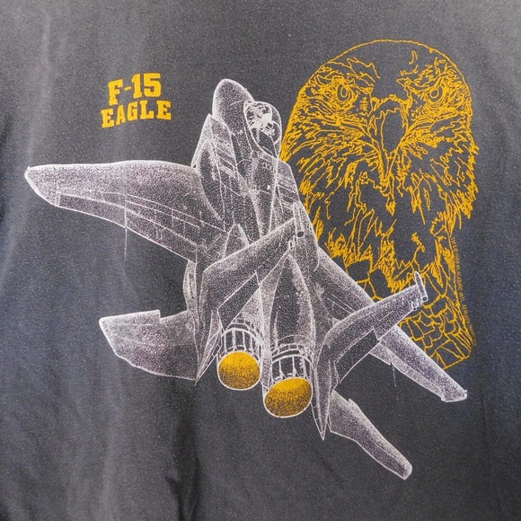 Vintage 80s Fighter Jet F-15 Eagle Plane Faded Shirt Adult XL Single Stitch RARE - Picture 11 of 15